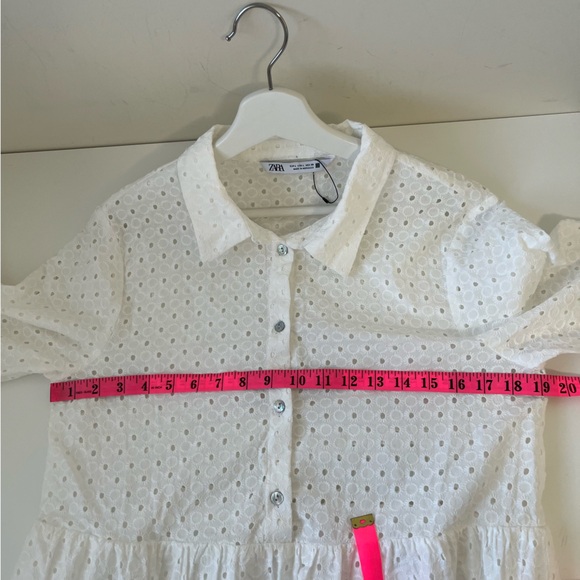NWOT ZARA CUTWORK EMBROIDERY MIDI DRESS WHITE Size L - Picture 7 of 9